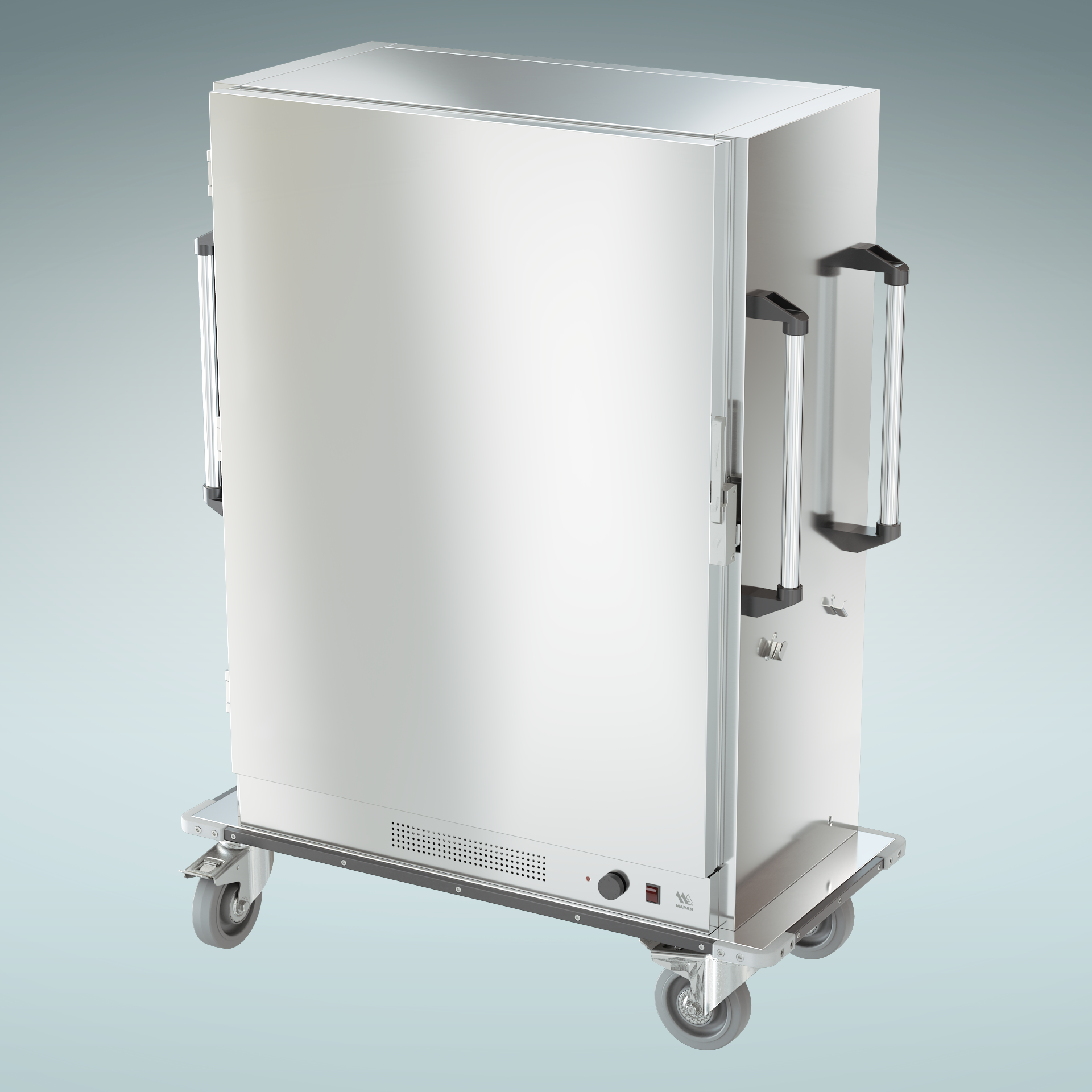 Heated meal dispenser trolley cabinet